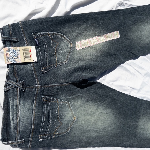 NWT y2k low rise flare jeans dark wash size 3 angels stretchy - Picture 7 of 7